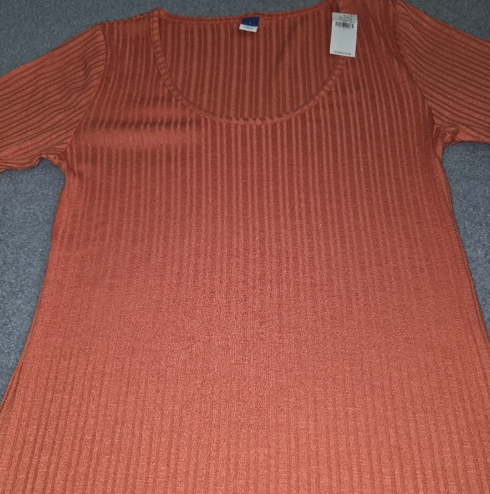 Nwt Orange Ribbed Tee - Picture 4 of 4
